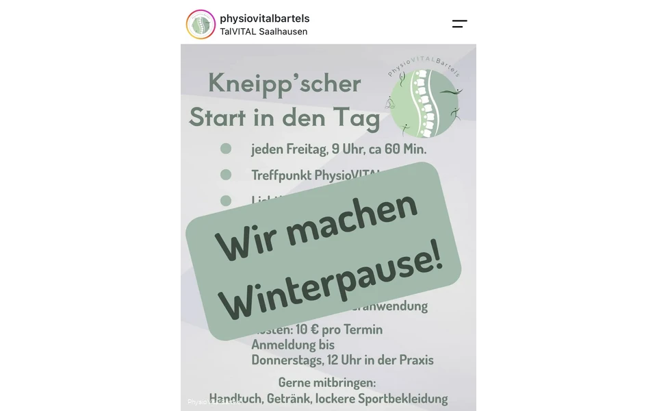 Winterpause "Kneipp'scher Start in den Tag"