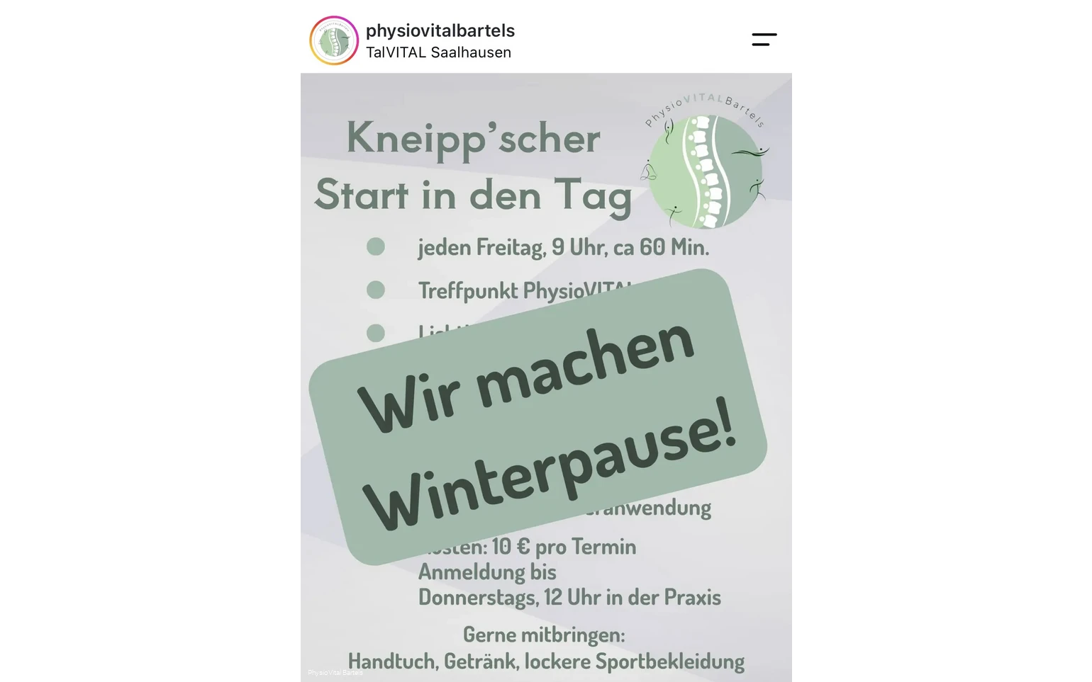 Winterpause "Kneipp'scher Start in den Tag"